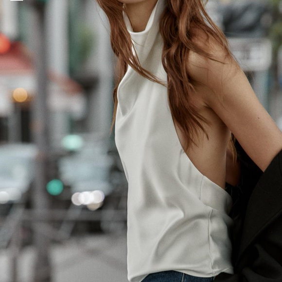 Zara Tops - Zara Cream Satin Effect Halter